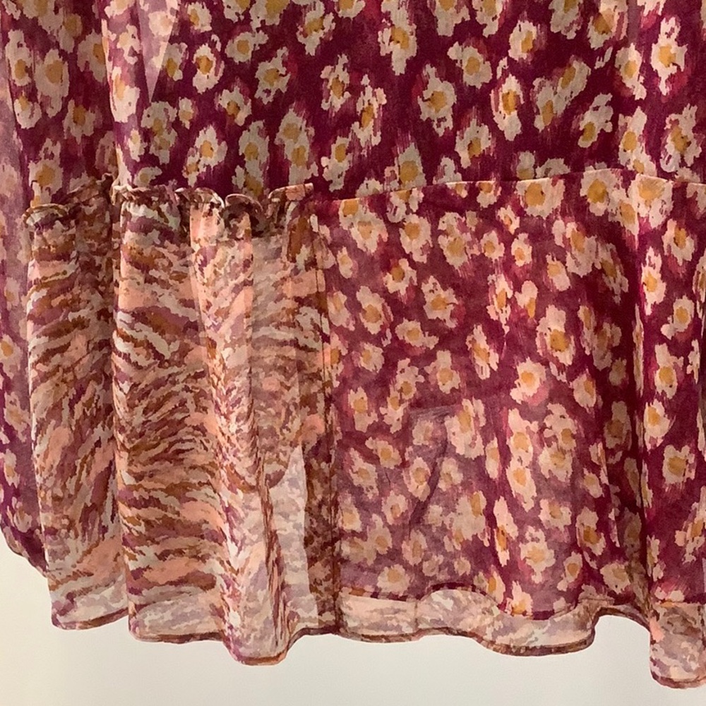 LOGO by Lori Goldstein Printed Blouse with Patchwork and Ruffles - Picture 10 of 13
